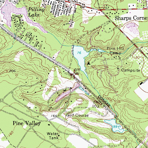 Topographic Map of Pine Valley Police Department, NJ