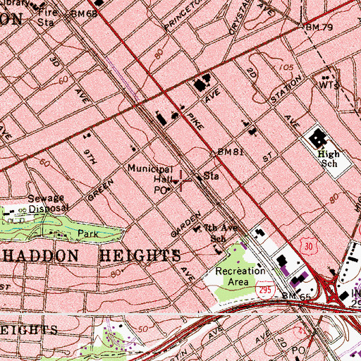 Topographic Map of Haddon Heights Police Department, NJ