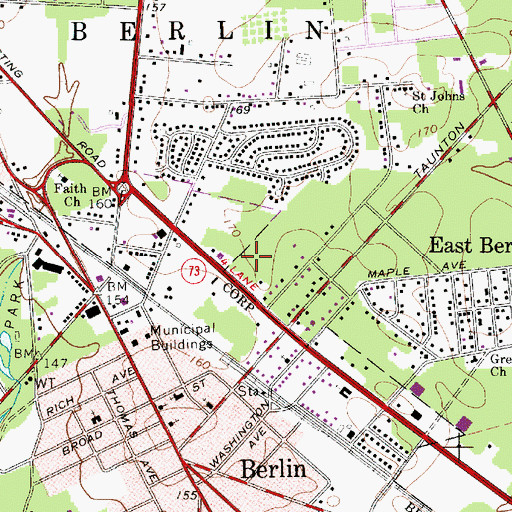 Topographic Map of Berlin Township Police Department, NJ
