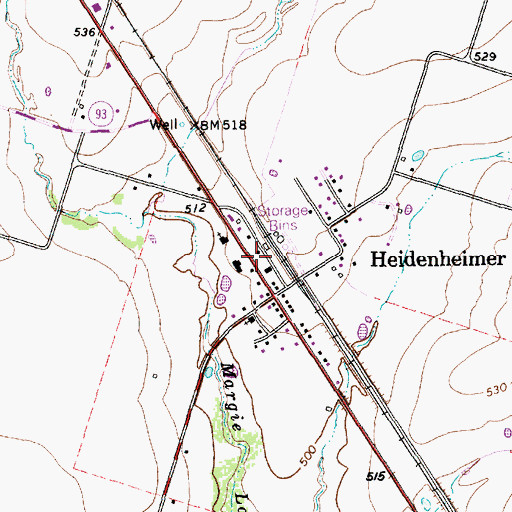 Topographic Map of Heidenheimer Post Office, TX