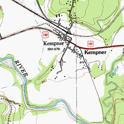 Topographic Map of Kempner Post Office, TX