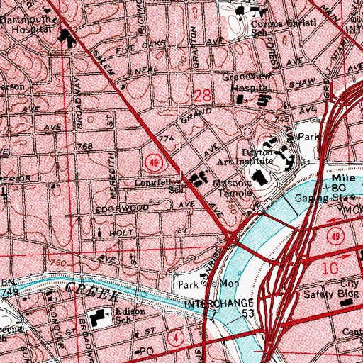 Topographic Map of Dayton Police Department Central Patrol Operations Division, OH
