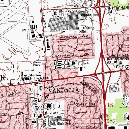 Topographic Map of Vandalia Police Department, OH
