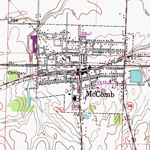 Topographic Map of Mccomb Police Department, OH