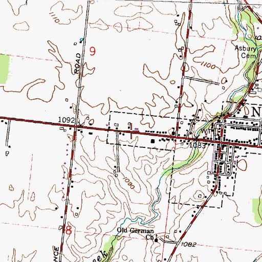 Topographic Map of North Hampton Police Department, OH
