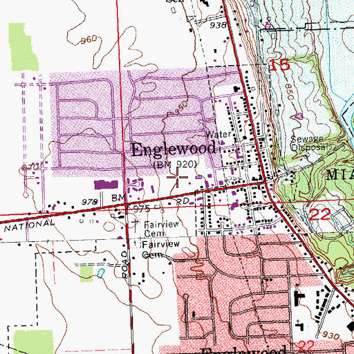 Topographic Map of Englewood Police Department, OH