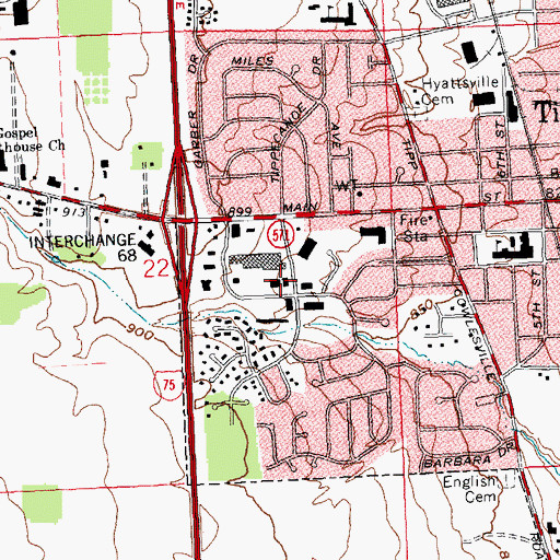 Topographic Map of Tipp City Police Department, OH