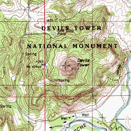 Topographic Map of Devils Tower National Monument, WY
