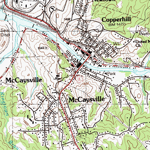 Topographic Map of McCaysville Police Department, GA