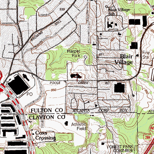 Topographic Map of Atlanta Police Department Special Operations, GA