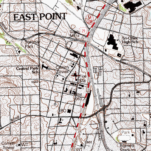 Topographic Map of East Point Police Department, GA