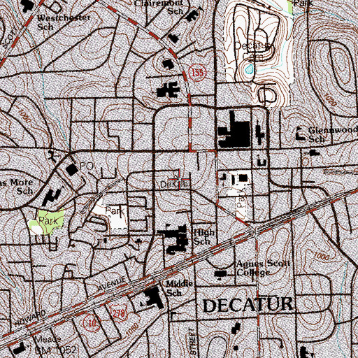 Topographic Map of DeKalb County Marshal's Office, GA