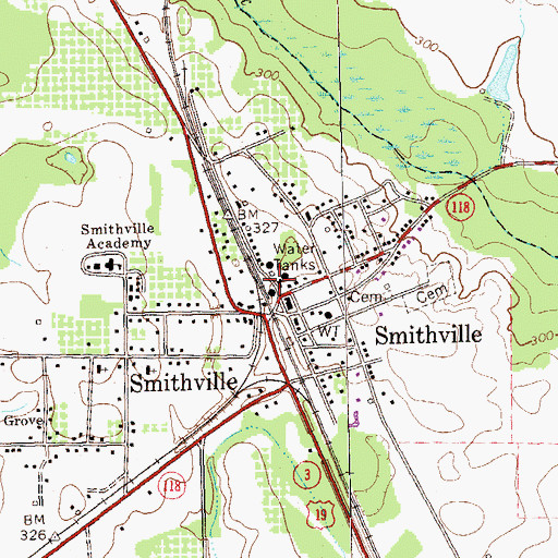 Topographic Map of Smithville Police Department, GA