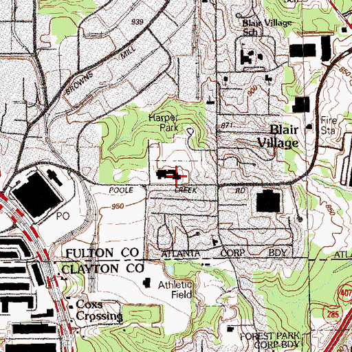 Topographic Map of Atlanta Police Academy, GA