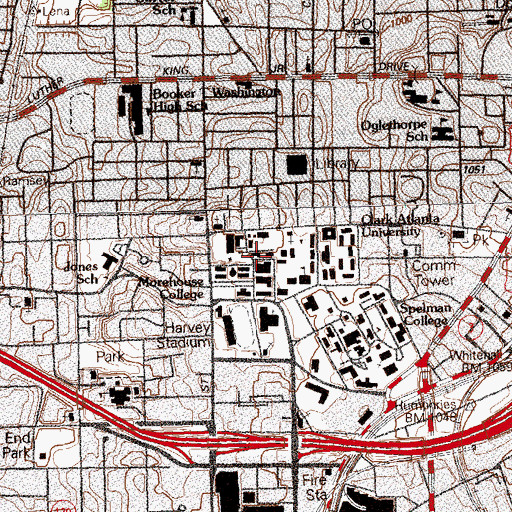 Topographic Map of Morehouse College Police Department, GA