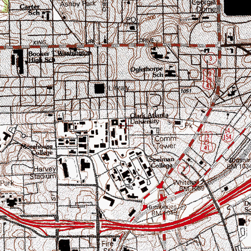 Topographic Map of Clark Atlanta University Police Department, GA