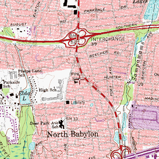Topographic Map of North Babylon Volunteer Fire Company Station 4, NY