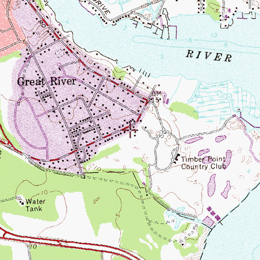 Topographic Map of Great River Fire Station, NY