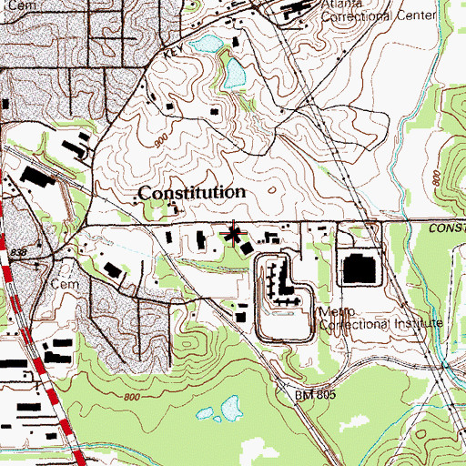 Topographic Map of Helms Transitional Center, GA