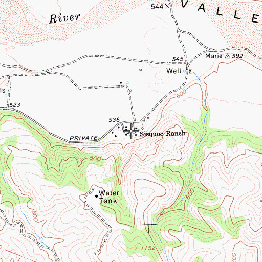 Topographic Map of Sisquoc Ranch, CA
