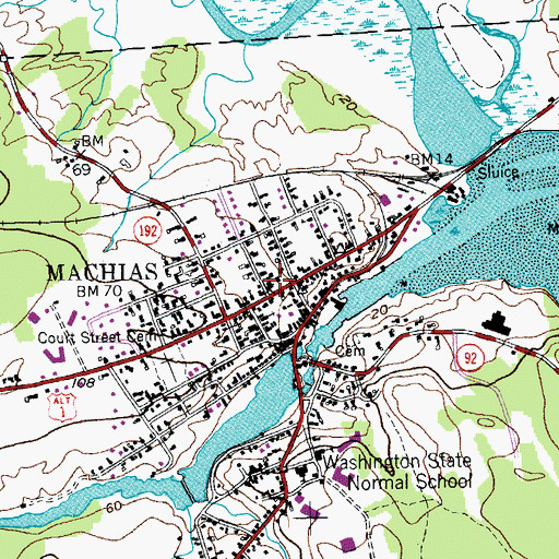 Topographic Map of Washington County Law Library, ME
