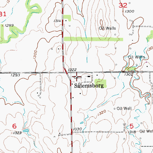 Topographic Map of Salemsborg Cemetery, KS