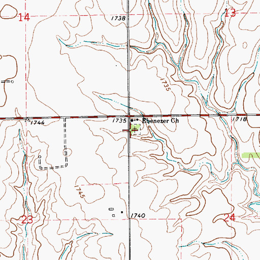 Topographic Map of Ebenezer Cemetery, KS