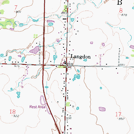 Topographic Map of Langdon Lane Cemetery, KS