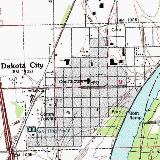 Topographic Map of Dakota County Sheriff's Office, NE
