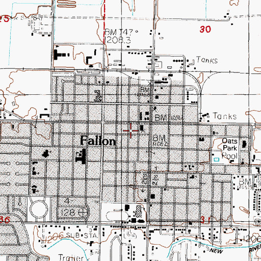 Topographic Map of Fallon City Police Department, NV