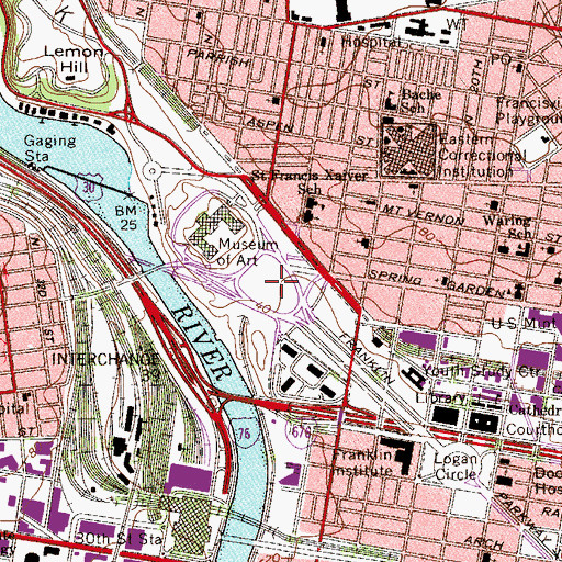 Topographic Map of Eakins Oval, PA