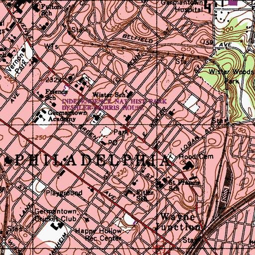 Topographic Map of Gilbert Stuart Park, PA