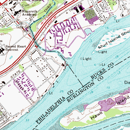 Topographic Map of Glen Foerd, PA