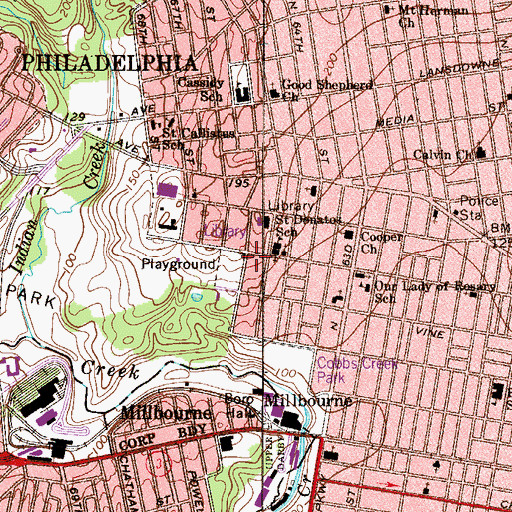 Topographic Map of Granahan Playground, PA