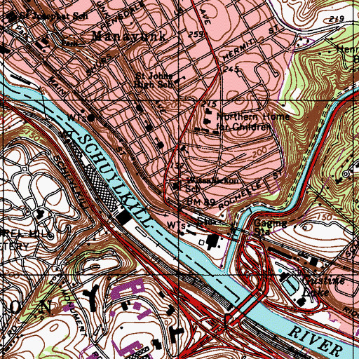 Topographic Map of La Noce Park, PA