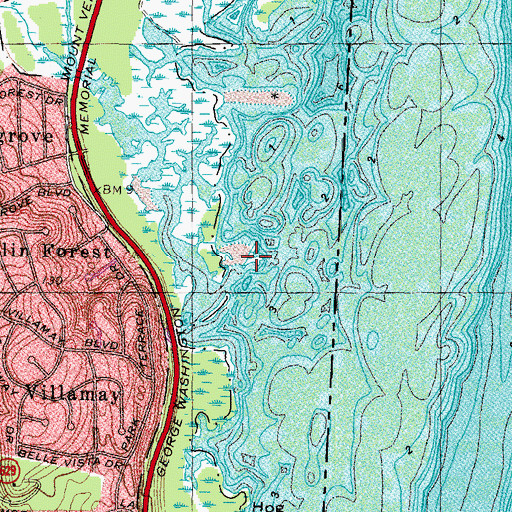 Topographic Map of Bird Island, VA