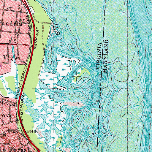 Topographic Map of Coconut Island, VA