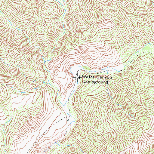 Topographic Map of Water Canyon Campground, CA