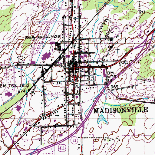 Topographic Map of FIrst Baptist Church of Madisonville, TN