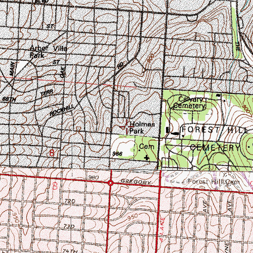 Topographic Map of University Academy - Lower, MO