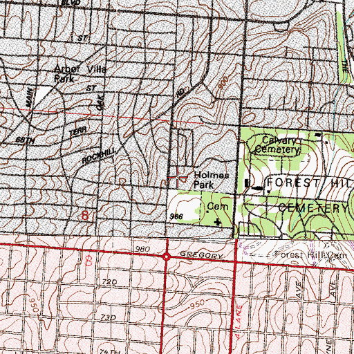 Topographic Map of University Academy - Middle, MO