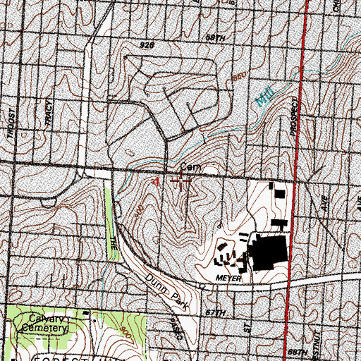 Topographic Map of Brookside Charter Middle School, MO