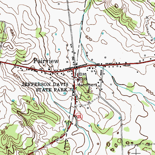 Topographic Map of Jefferson Davis Salute Historical Marker, KY