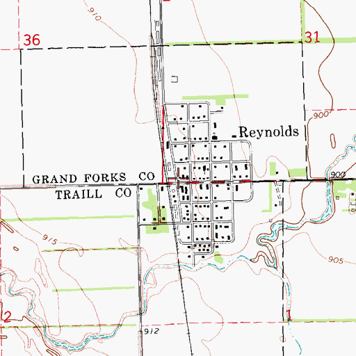 Topographic Map of Reynolds City Hall, ND