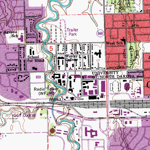 Topographic Map of Chester Fritz Library, ND