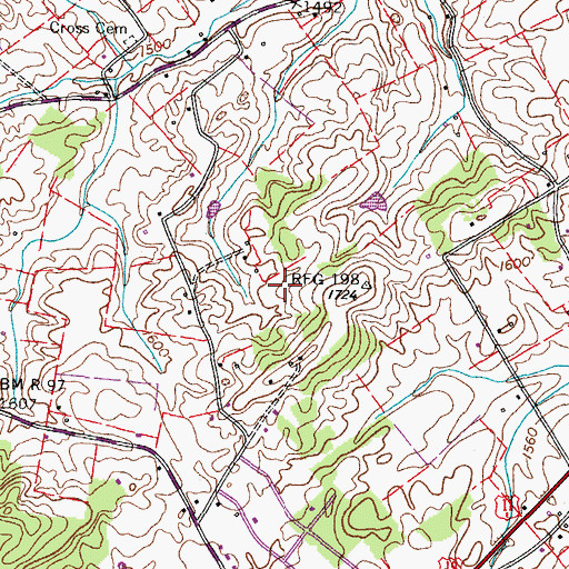 Topographic Map of Geisler-DeVault-Feathers Cemetery, TN