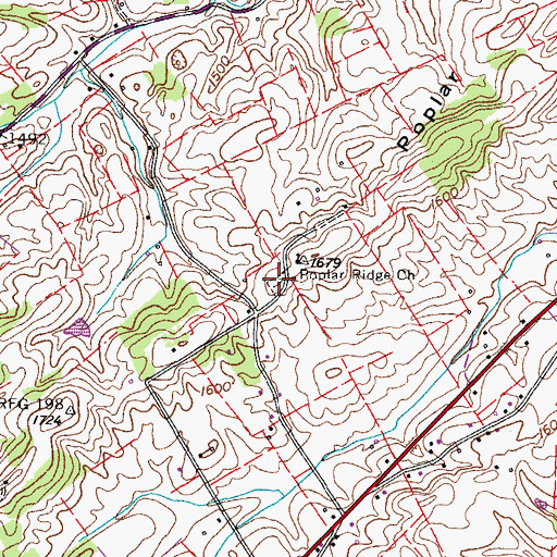Topographic Map of Poplar Ridge Cemetery, TN