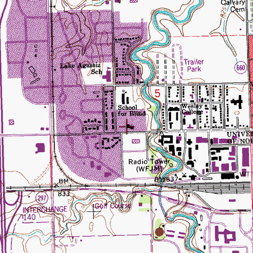 Topographic Map of West Hall, ND