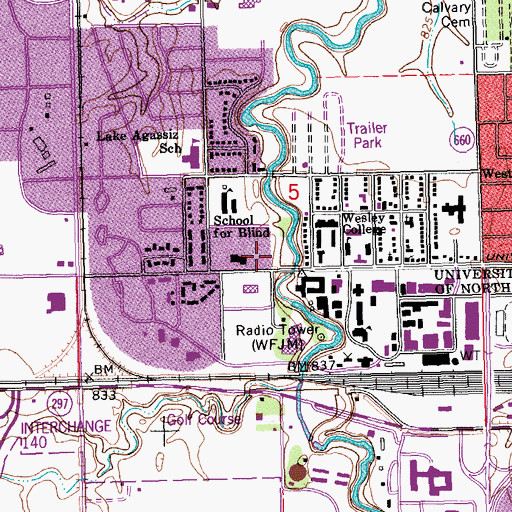 Topographic Map of Wilkerson Hall, ND