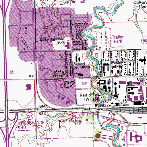 Topographic Map of McVey Hall, ND